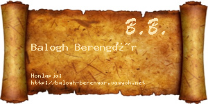 Balogh Berengár névjegykártya